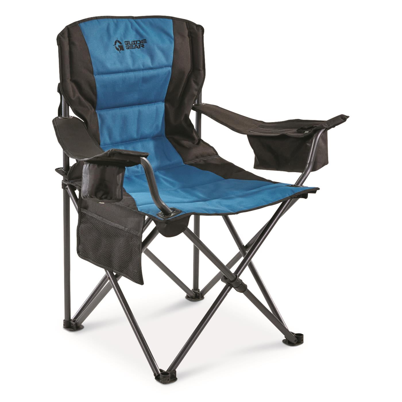 Guide Gear Oversized Camp Chair - 500 Lb Capacity, Padded Neck & Shoulder Support, Cup Holders & Storage Pockets, Blue/Black - View #4