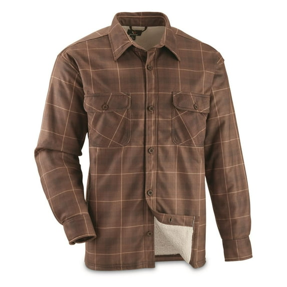 Guide Gear Plaid Sherpa Lined Fleece CPO Shirt Jacket Russet Plaid 3XL Tall