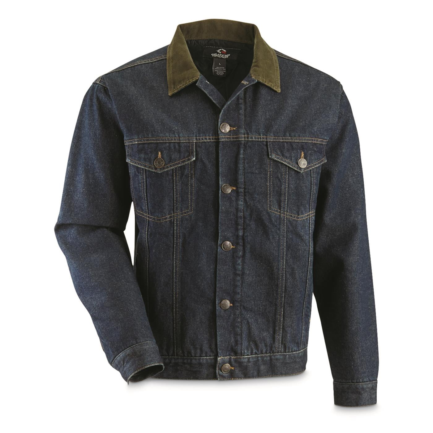 Guide Gear Quilt Lined Denim Jean Jacket for Men, Cotton Button Down Trucker Jacket, Men's, Size: 3XL, Black