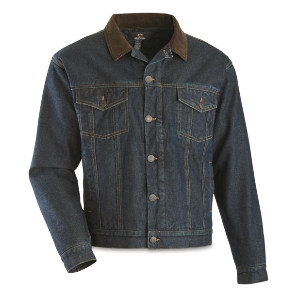 Guide Gear Quilt Lined Denim Jean Jacket for Men, Cotton Button Down ...