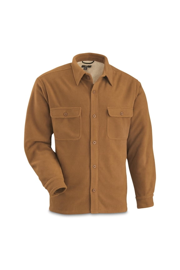 Solid Sherpa-Lined Fleece CPO Shirt Jacket Chestnut 3XL