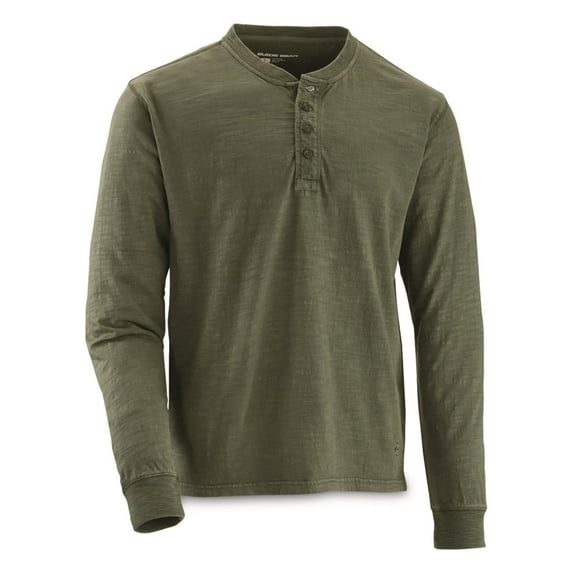 Guide Gear Washed Henley Long-Sleeve Tee Rifle Green 2XL Tall