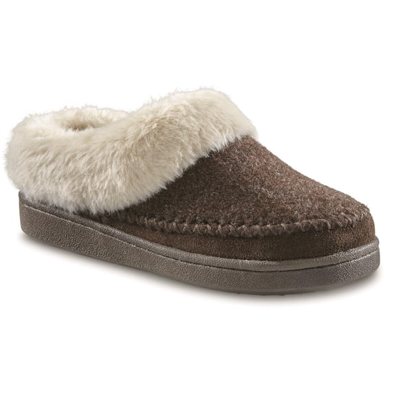 Guide Gear Women's Faux Fur Collar Clog Slippers Turkish Coffee 6B (Medium)