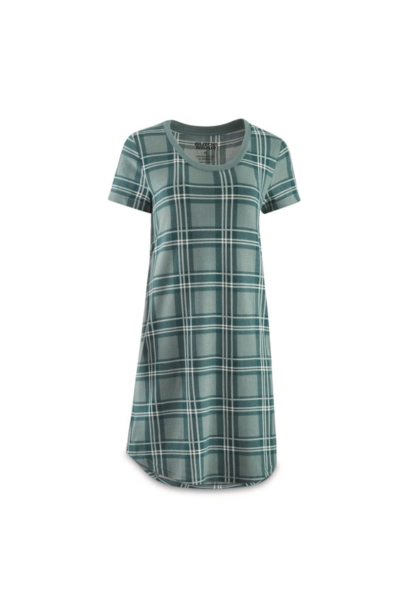 Women's Pajama Sleep Shirt Pine Plaid MEDIUM