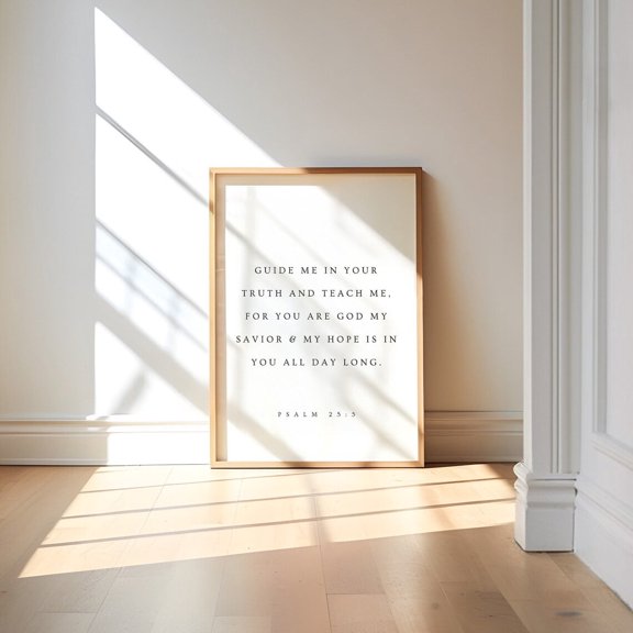 Guide Me In Your Truth Wall Art Print With Psalm 25 Scripture Decor