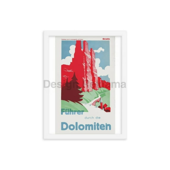 Guide to the Dolomites, Italy circa 1934. Framed Vintage Travel Poster