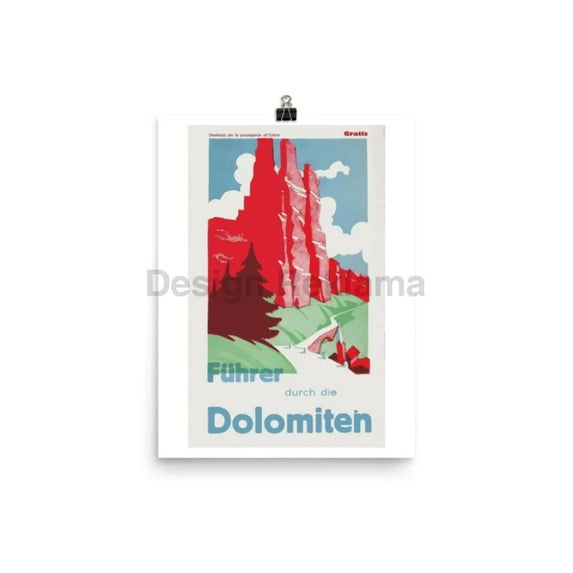 Guide to the Dolomites, Italy circa 1934. Unframed Vintage Travel Poster