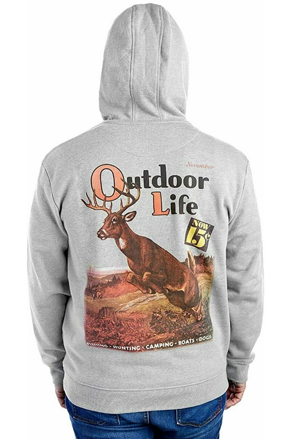 GuideLife Outdoor Life Magazine Men's Cover Art Deer Hoodie Gray MEDIUM