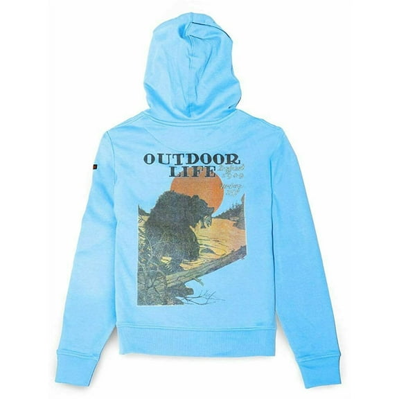 GuideLife Outdoor Life Magazine Women's Cover Art Bear Hoodie Sky Blue XL