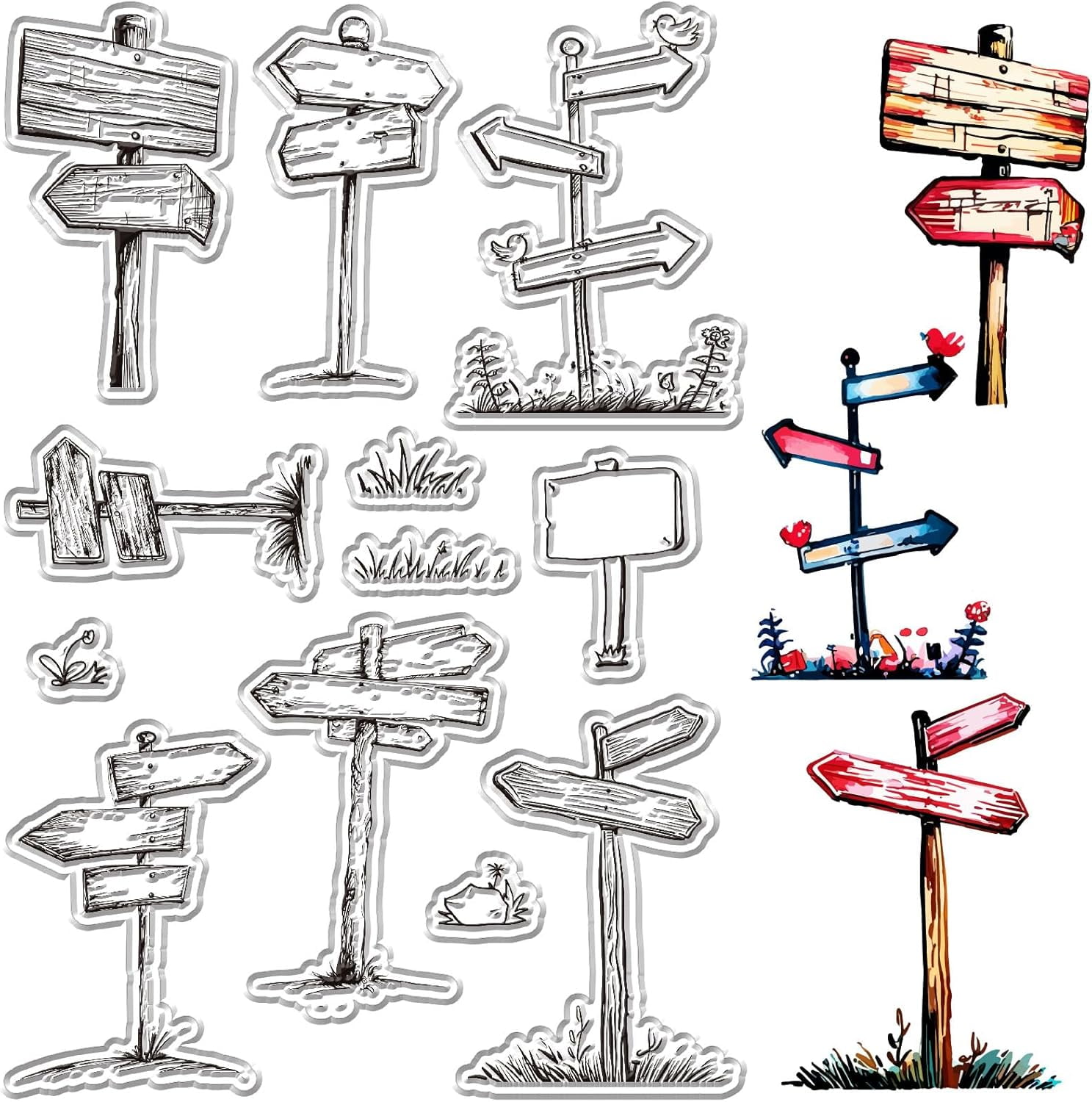 Guideboards Clear Stamps for Card Making Guidepost Transparent Rubber ...