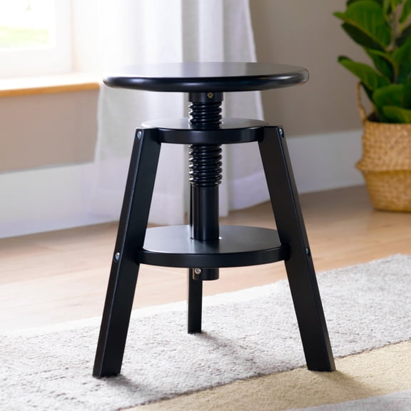 Guidecraft Adjustable Drafting Wooden Stool-Black: Drafting Chair for Kids, 16”-18” Inch Swivel Stool for Kids' Art Studio Furniture | Adjustable Height Chair for Drawing, Painting, and Crafting