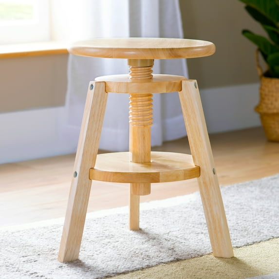 Guidecraft Adjustable Drafting Wooden Stool-Natural: Drafting Chair for Kids, 16”-18” Inch Swivel Stool for Kids' Art Studio Furniture | Toddler Chair for Drawing, Painting, and Crafting