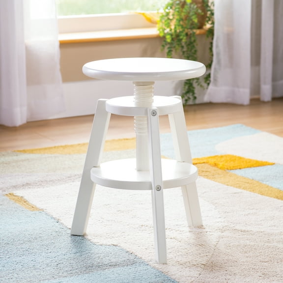 Guidecraft Adjustable Drafting Wooden Stool-White: Drafting Chair for Kids, 16”-18” Inch Toddler Stool for Kids' Art Studio Furniture | Adjustable Height Chair for Drawing, Painting, and Crafting