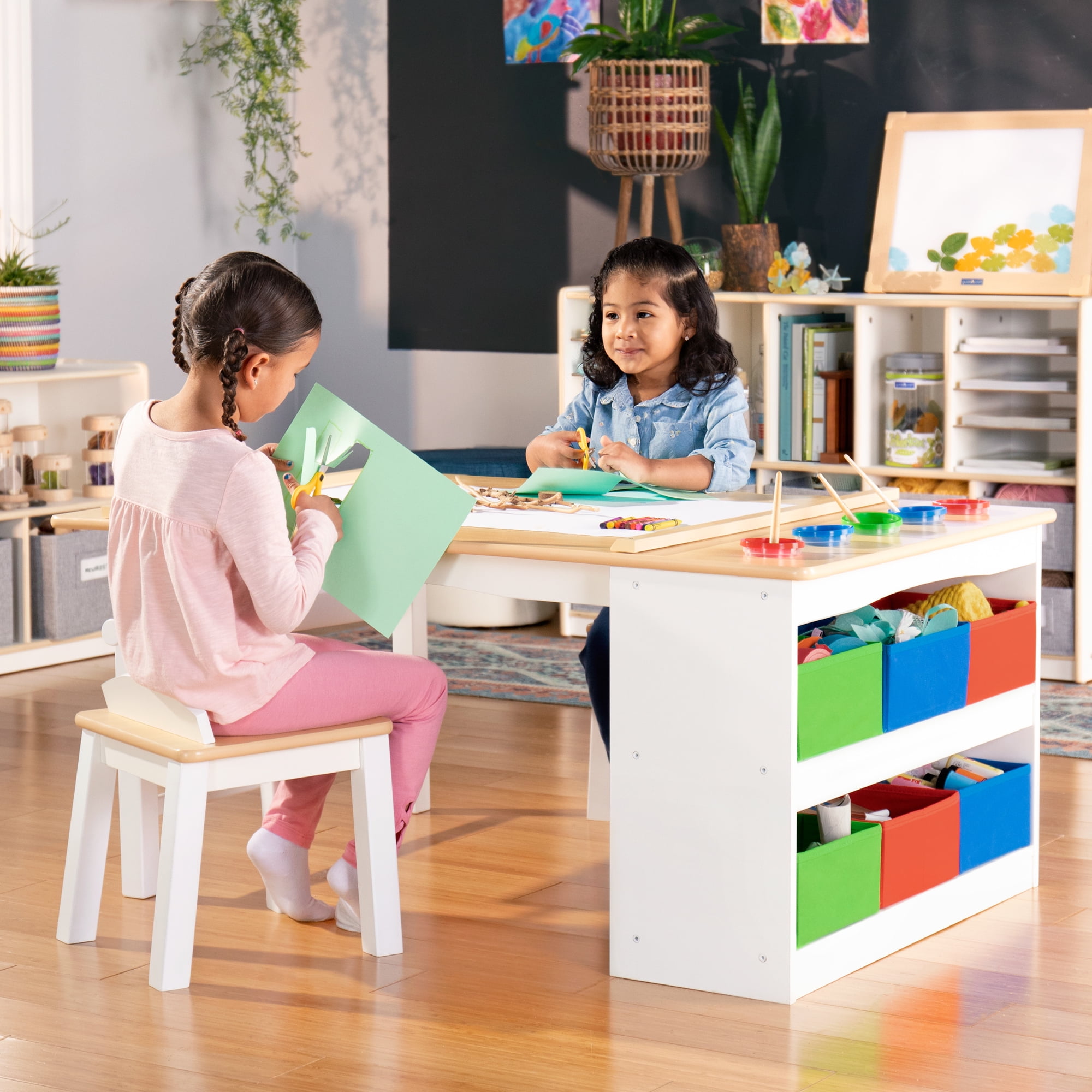 Guidecraft Kids' Art Craft Center: Wooden Activity Desk with
