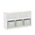 thumbnail image 1 of Guidecraft EdQ 2-Shelf 5-Compartment Storage 24" - White: Wooden Classroom and Playroom Bookshelf with Bins for Kids Toys and Books, 1 of 6