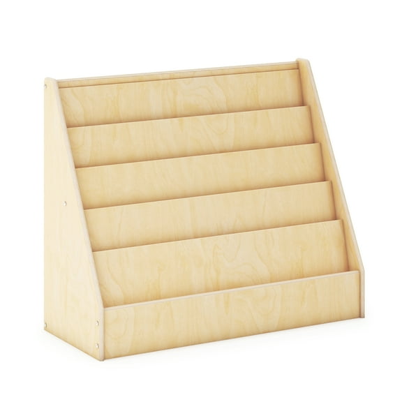 Guidecraft EdQ Book Display for Kids Room: Natural- Wooden Montessori Bookshelf for Homeschool Organization, 5-Tier Front Facing Kids Bookcase for Preschool, Playroom, Nursery and Classroom Furniture