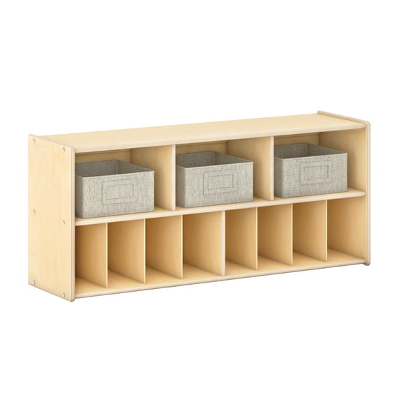 Guidecraft EdQ Diaper Storage Organizer - Natural: Wooden Montessori Baby Diaper Station w/ Cubby Shelves, Storage Bins for Infant Playrooms & Daycare