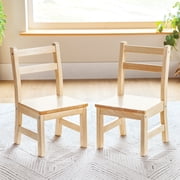 Guidecraft EdQ Hardwood Kids Chair Set of 2-Natural Ladderback Wooden Chair for Children Ages 2-3 with 10" Seat Height | Kids Furniture for Playroom, Daycare, Preschool and Classroom Seating