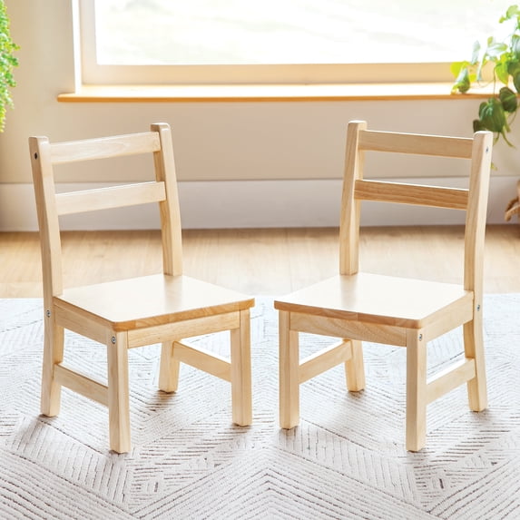 Guidecraft EdQ Hardwood Kids Chair Set of 2-Natural: Ladderback Wooden Chair for Children Ages 2-3 with 10" Seat Height | Kids Furniture for Playroom, Daycare, Preschool and Classroom Seating