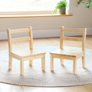 Guidecraft EdQ Hardwood Kids Chair Set of 2 - Natural Ladderback Wooden Toddler Chairs for Children Ages 1-2, Seat Height 8" | Kids Furniture For Playroom, Daycare and Preschool Seating