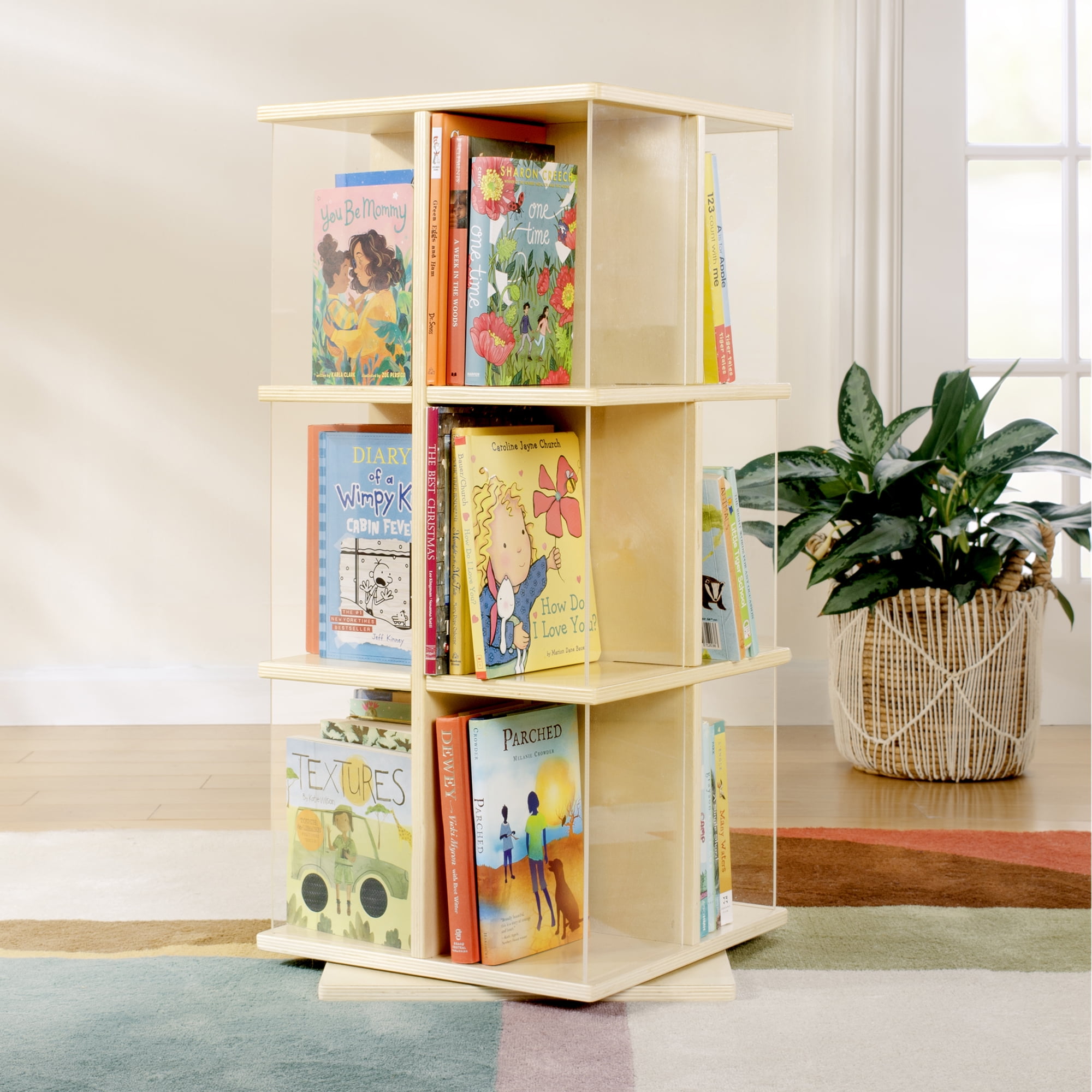 Guidecraft Floor Standing Spinner Display: 360 Degrees Multi-Functional  Books Organizer, Storage Display Rack Floor Shelves, Perfect for Home  Office Living Room Study and Libraries 