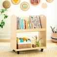 thumbnail image 1 of Guidecraft EdQ Kids Book Storage Cart - Natural: 2-Shelf Wooden Rolling Cart with Wheels for Classroom Organization | Kids Library Bookcase, 1 of 5