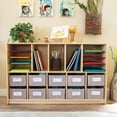 thumbnail image 1 of Guidecraft EdQ Shelves and 10 Bin Storage Unit 30" Natural: Wooden Bookcase with Compartments for Kids' Toys and Books in Playroom, 1 of 5