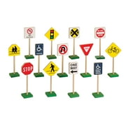 Guidecraft Guidecraft 7 Wooden Block Play Traffic Signs - Kids Educational and Learning Toys, Block Play Pretend Play Accessory Set for Toddlers and Preschool