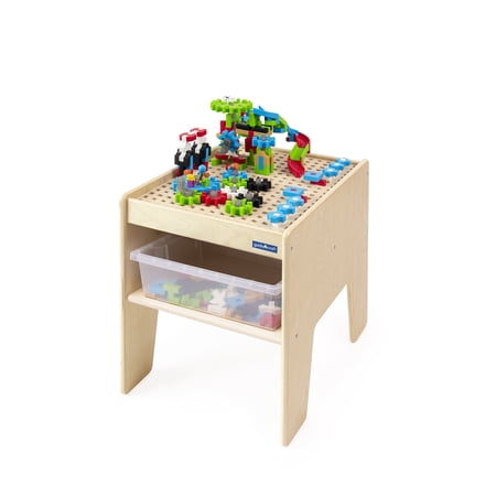 Guidecraft Guidecraft IO Blocks STEM Table: 200 Gears, Slides IO People, Standard IO Blocks Pieces and 2 Storage Bins with Activity Table for Kids, Learning Toy for Children