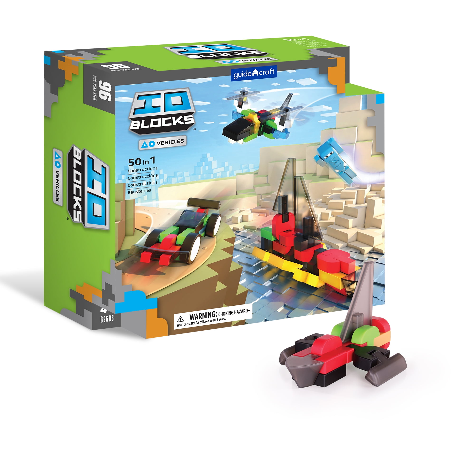 Guidecraft Guidecraft IO Blocks Vehicles Set: Kids STEM Educational Building Blocks Toy - 96 Pieces