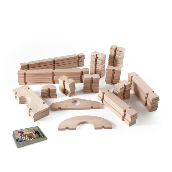 Guidecraft Guidecraft Notch Blocks Set 89 Piece Set: Natural Wooden Stacking Blocks, Educational Montessori Toy for Kids, Indoor/Outdoor Block Play System