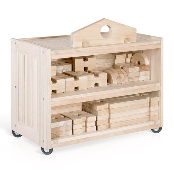 Guidecraft Guidecraft Notch Blocks Storage Cart: Kids Toys, Books Storage & Organizer with Casters, Preschool and Playroom Furniture