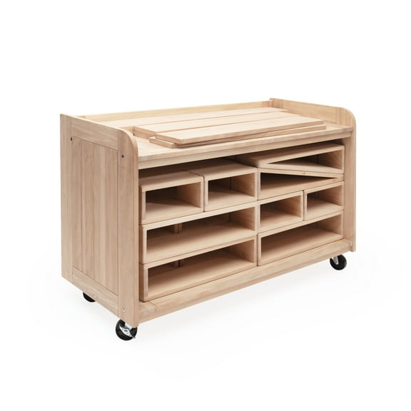 Guidecraft Guidecraft Outdoor Hollow Blocks Storage Cart: Hardwood Classroom & Home Storage Solution for Kids