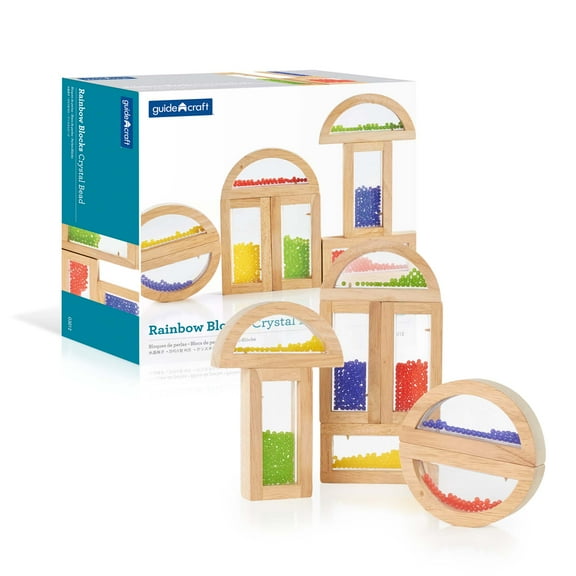 Guidecraft Guidecraft Rainbow Blocks Crystal Bead: Kids Educational and Learning Building Toys - Preschool Stacking Blocks, Multi-colored Sensory Block Play Set for Toddlers