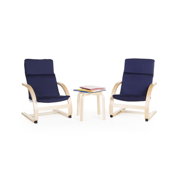 Guidecraft Kiddie Rocker, Set of 2 Blue Cushioned Children's Rocker with Wooden Frame, Classroom Seating for up to 120 Pounds