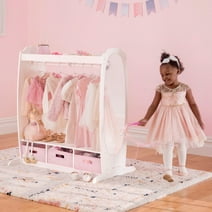 Guidecraft Kids' Dress Up Storage - White: Pretend Play Wardrobe, Costume Armoire and Clothes Organizer with Mirror and Clothing Rack