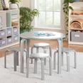 thumbnail image 1 of Guidecraft Kids' Nordic Table and Chairs Set - Gray: Childrens Wood Round Toddler Activity Table for Playroom with 4 Stacking Stools, 1 of 7