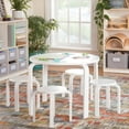 thumbnail image 1 of Guidecraft Kids' Nordic Table and Chairs Set - White: Wood Round Toddler Activity Table, Playroom Furniture with 4 Stacking Stools, 1 of 6