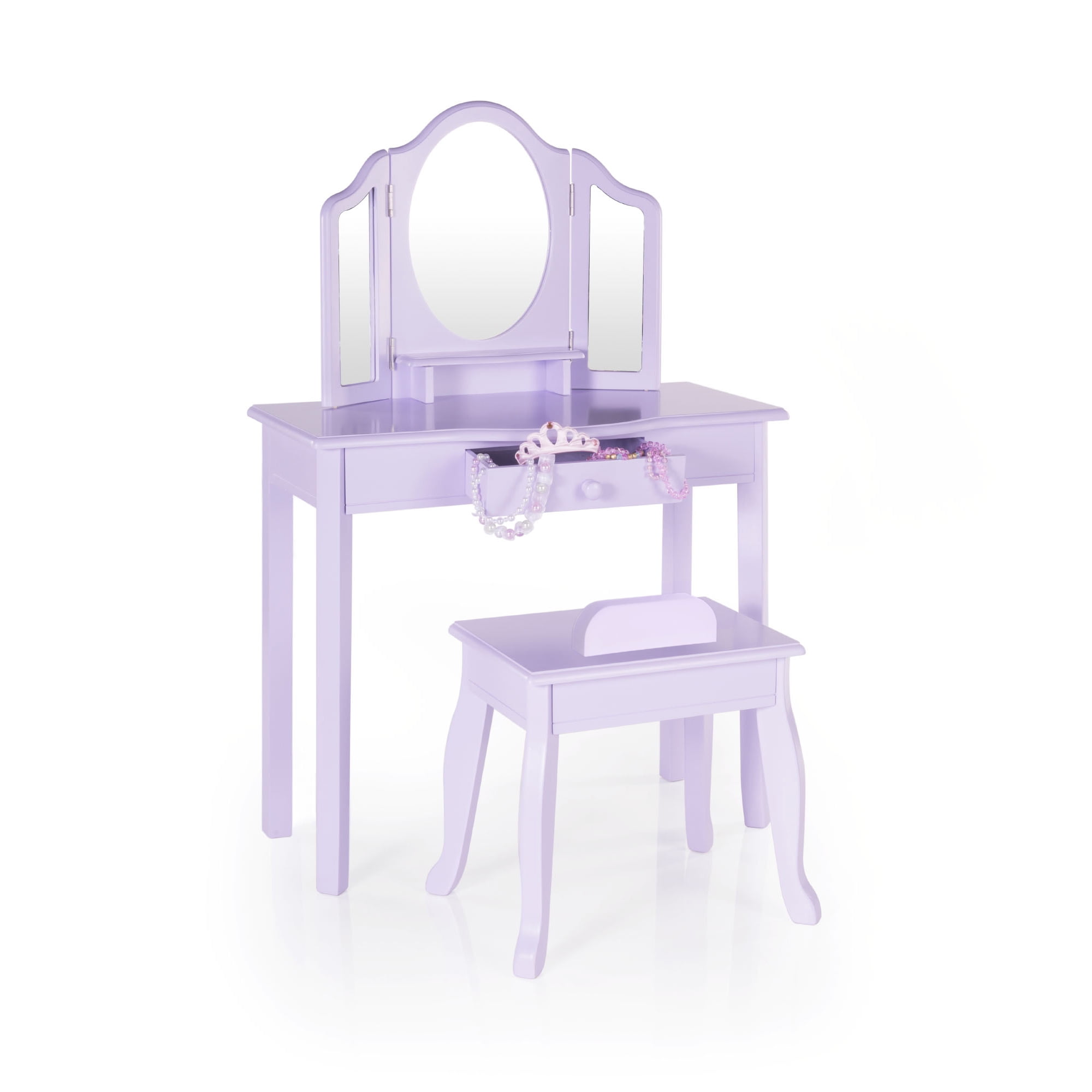 Guidecraft Kids' Purple Vanity and Stool Set Lavender Girls