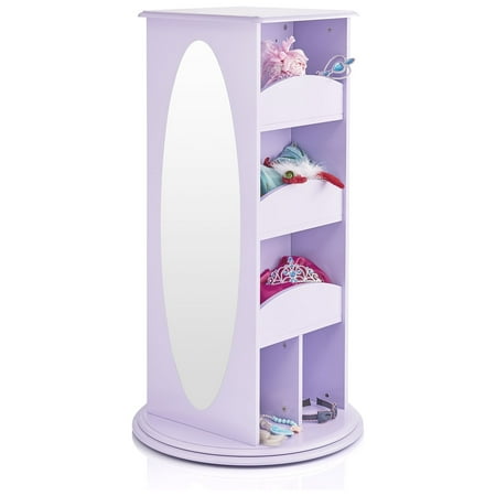 Guidecraft Kids' Rotating Dress Up Storage Center - Lavender: Children's Armoire, Costume, Toy and Closet Organizer with 2 Mirrors