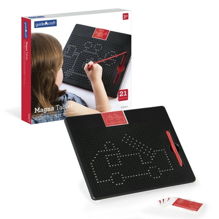 Guidecraft Magna Tablet with 10 Double-sided Design Cards - Magnetic Drawing Board for Kids, STEM Learning & Educational Toy for Children