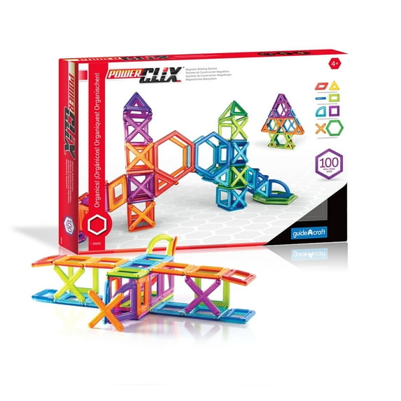 Guidecraft PowerClix Frames Magnetic Building Blocks Set - 100 Piece: Creative Open-Ended Play, Modeling Skills Development Toys for Children