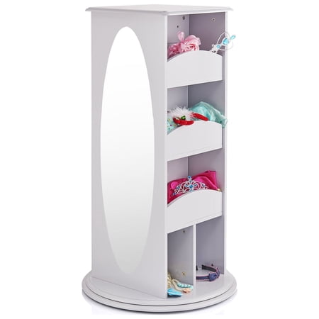 Guidecraft Rotating Dress Up Storage - Gray: Kids' Clothing Rack and Storage Shelf, Wooden Costume Closet Organizer with Mirrors