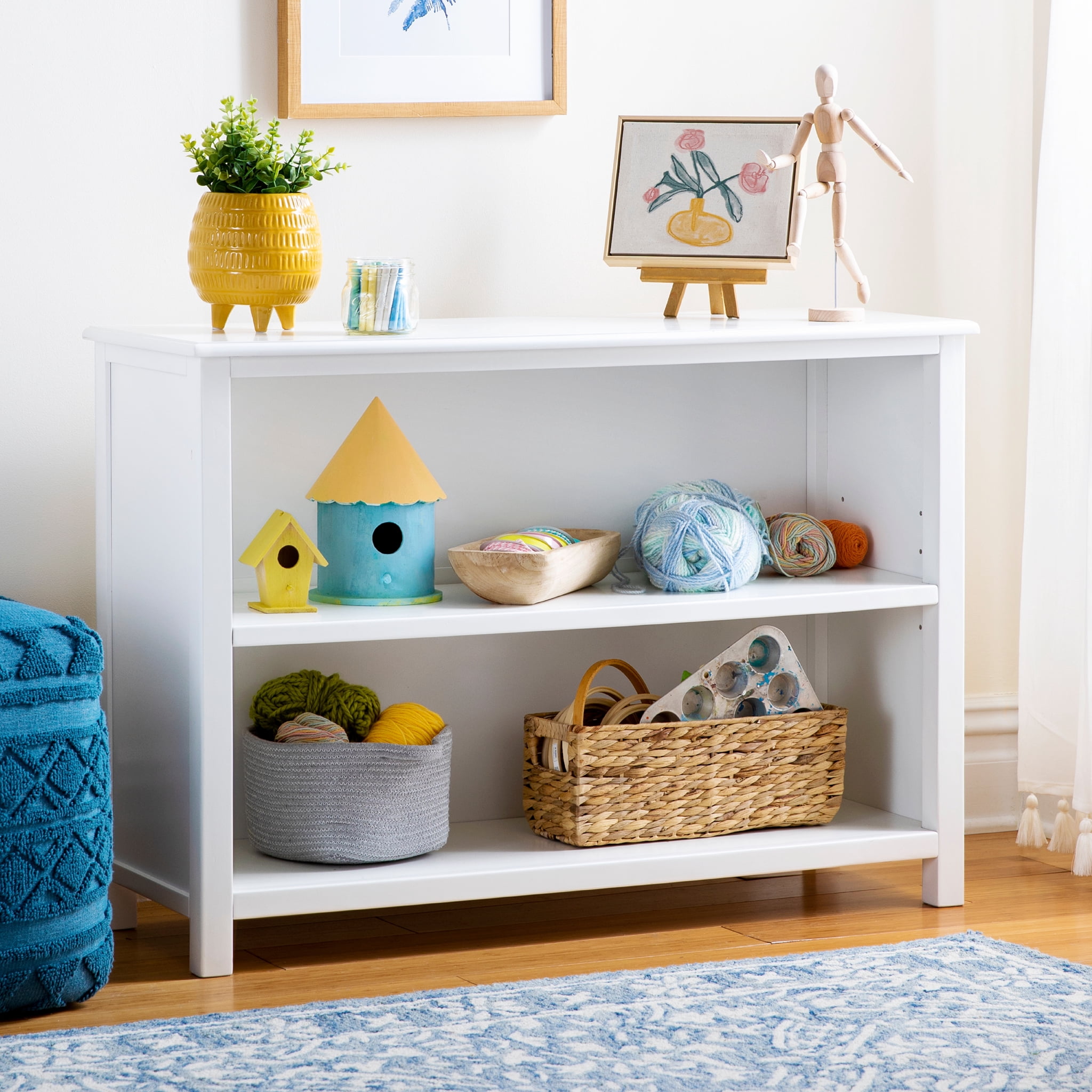 Guidecraft Taiga 2-Shelf Bookcase - White: 30" Bookshelf and Storage Unit for Bedrooms or Playrooms, Wooden Furniture for Books, Toys, School Supplies