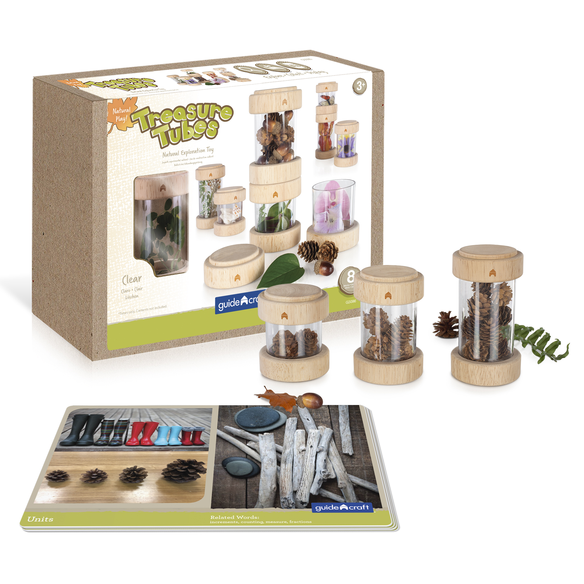 Guidecraft Treasure Tubes Clear: Observation Stacking Acrylic Tubes with Transparent Window, Kids' Sensory Exploration Toy