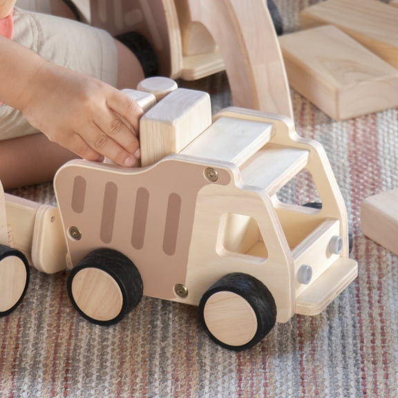 Guidecraft Wooden Dump Truck: Vehicle Play Set, Kids learning and Educational Dramatic Play Toy