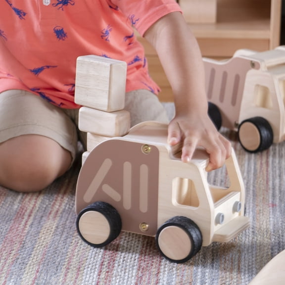 Guidecraft Wooden Garbage Truck: Vehicle Play Set, Kids learning and Educational Dramatic Play Toy