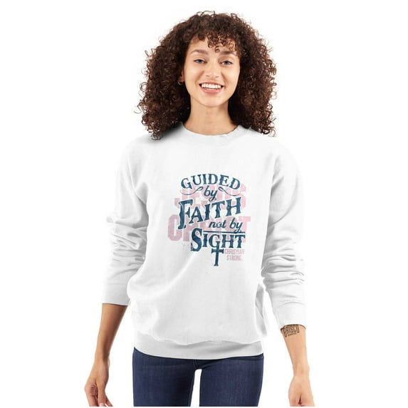 Guided By Faith And Not By Sight Women Plus Size Crewneck Sweatshirt Brisco Brands 4X