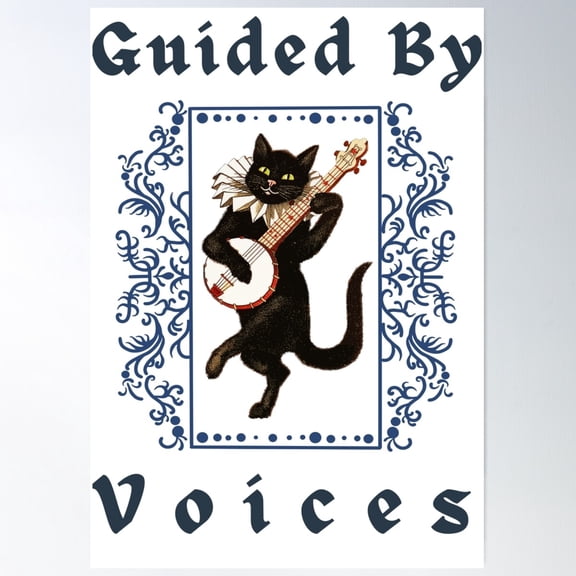 Guided By Voices - Cat Playing Guitar Poster Wall Art, Modern Wall Decor For Living Room Bedroom, 16x24 UNFRAMED