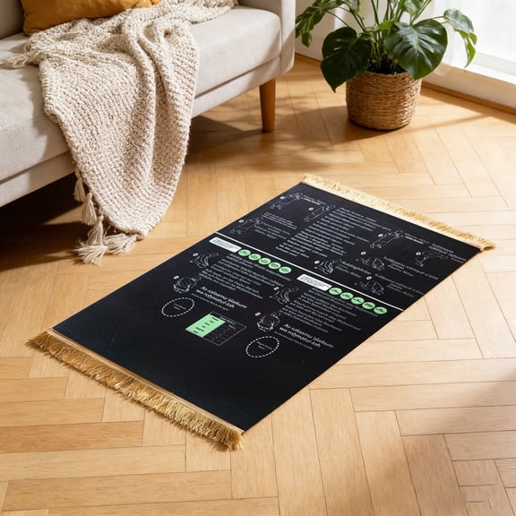 Guided Prayer Mat with Printed Steps Non Prayer Rug for Salah Meditation Comfortable Worship Mat with Tassels for Home Prayer Room Bedroom Living Room 43.3x27.6 Inches